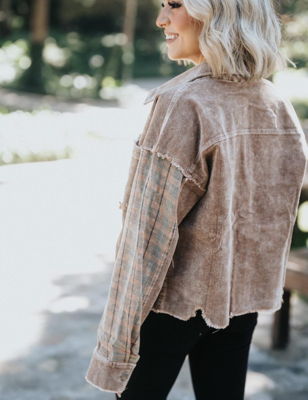 Camel Mix Distressed Corduroy Buttondown - Image 3