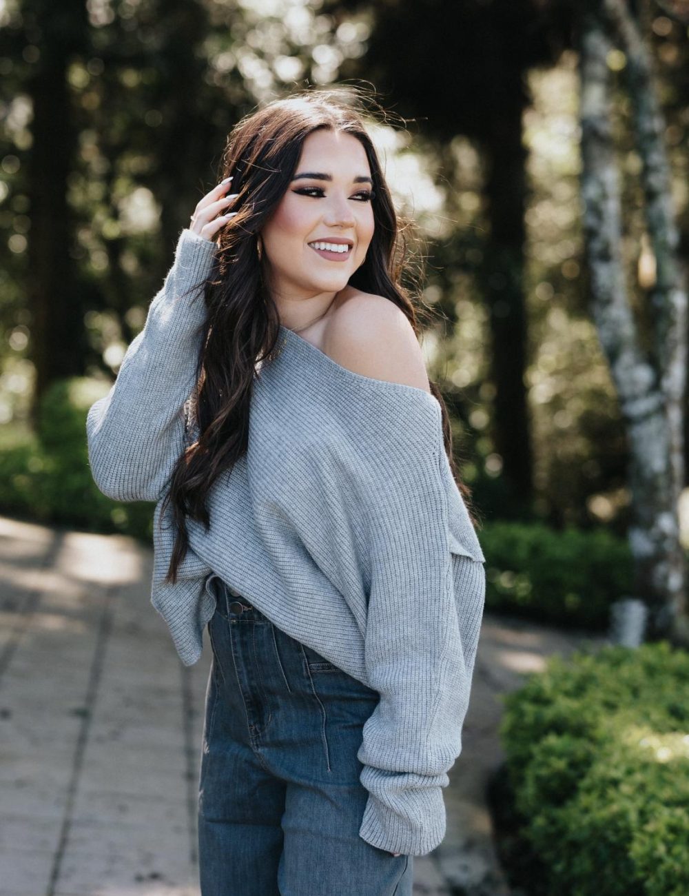 Gray Criss Cross Crop Sweater