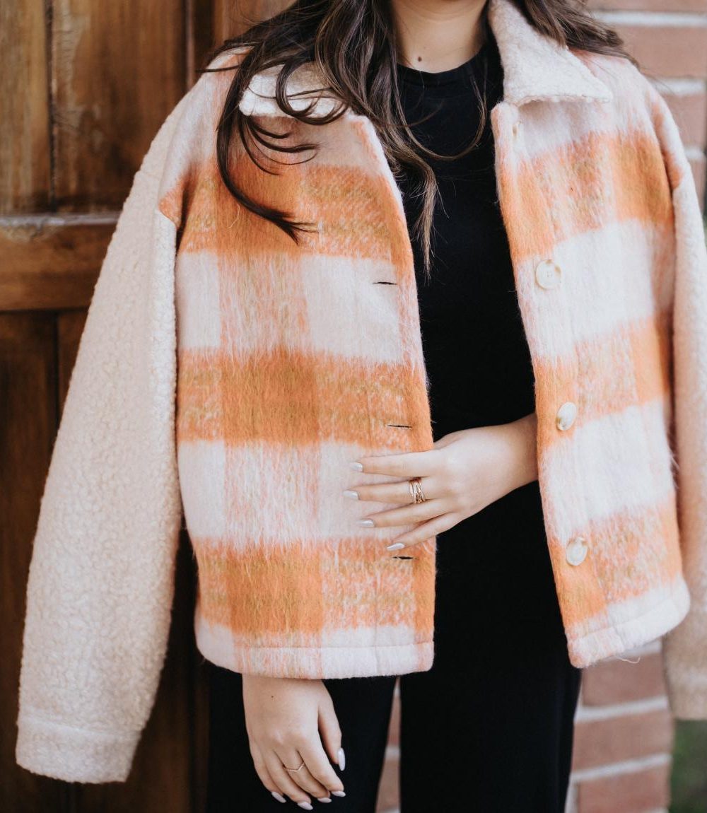 Apricot Mixed Plaid Jacket - Image 3