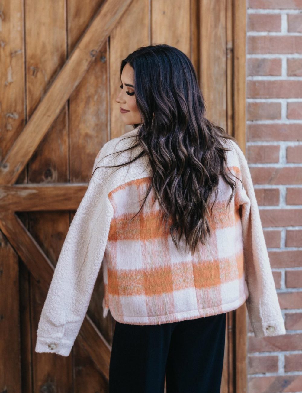 Apricot Mixed Plaid Jacket - Image 2