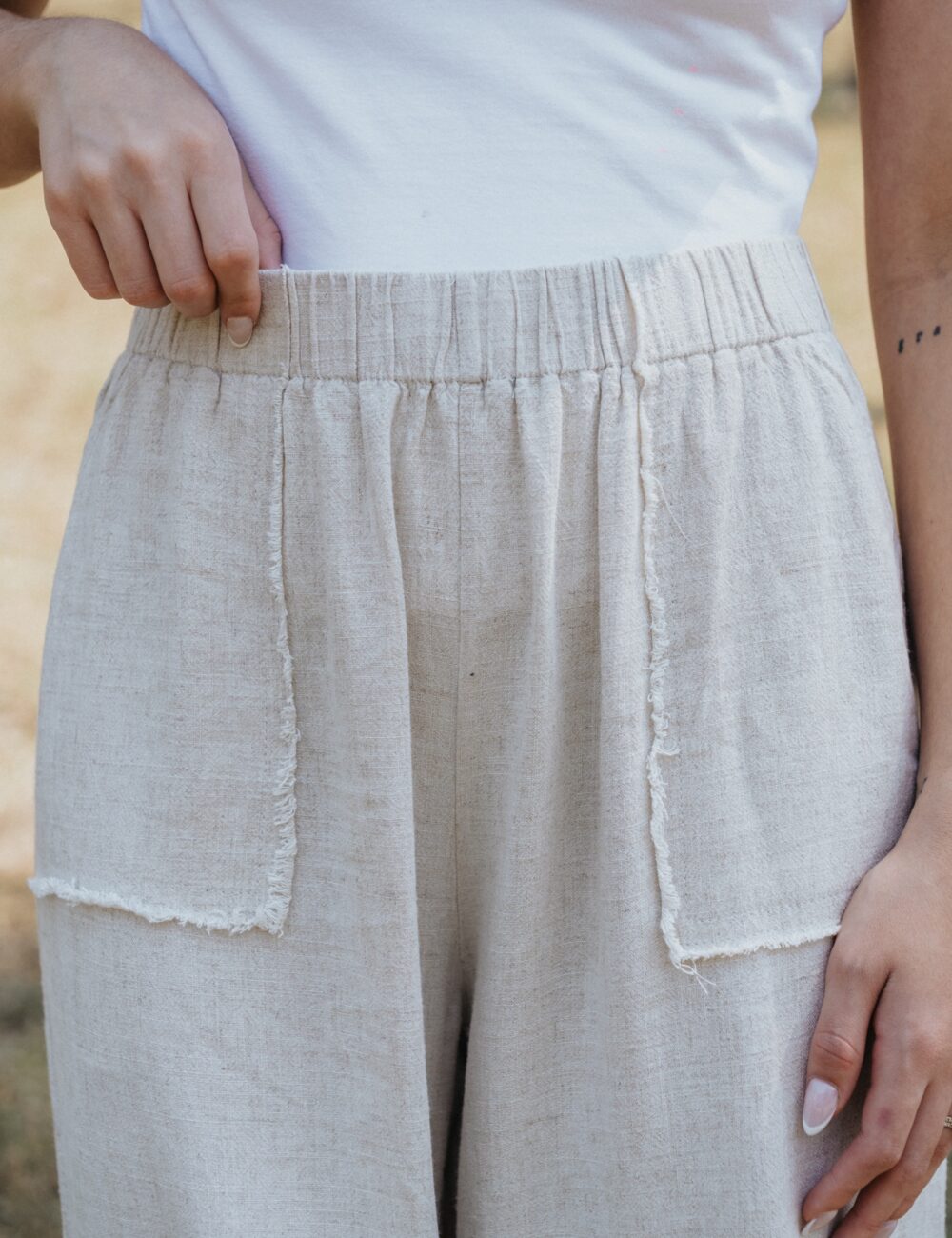 Linen elastic waist band oatmeal bottom - Image 5